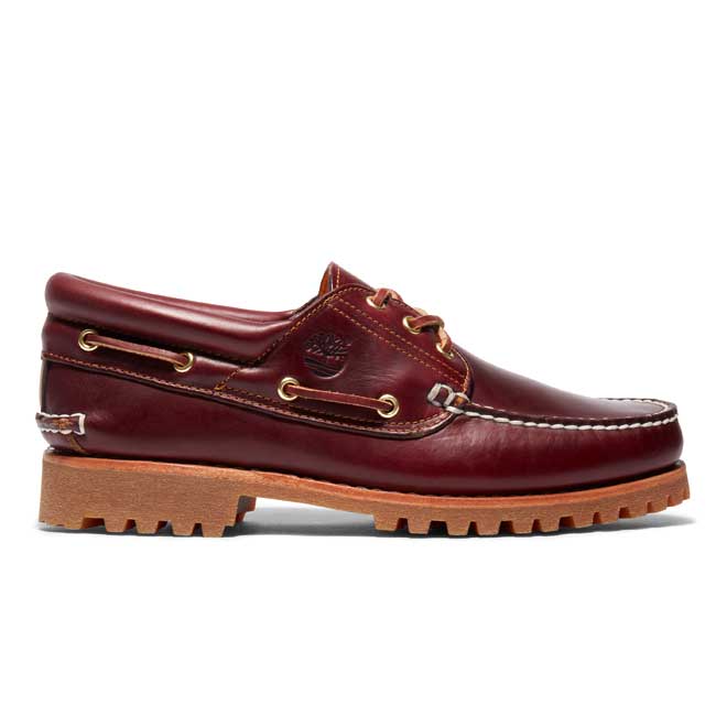 靴 Timberland 3 Eye Lug Burgundy 7w Timberland 3-EYE LUG HANDSEWN BOAT SHOE