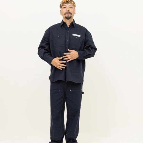 Deviluse ワークシャツ XL ベージュ　セットアップ Work Shirts(Olive) - Deviluse ONLINE STORE
