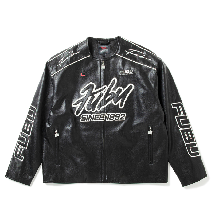 FUBU FAUX LEATHER RACING JACKET