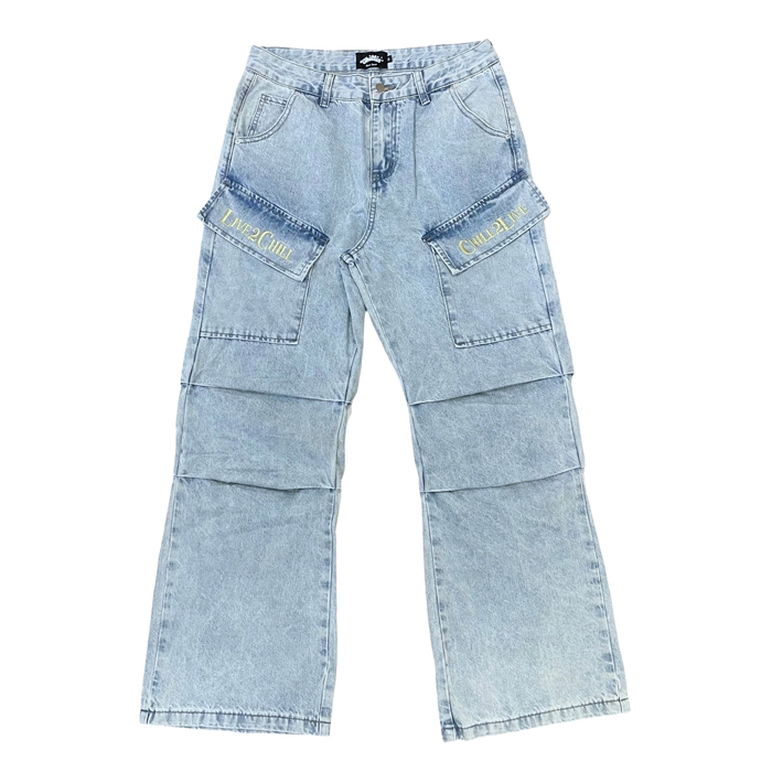 Chillin' BLUE CARGO DENIM PANTS