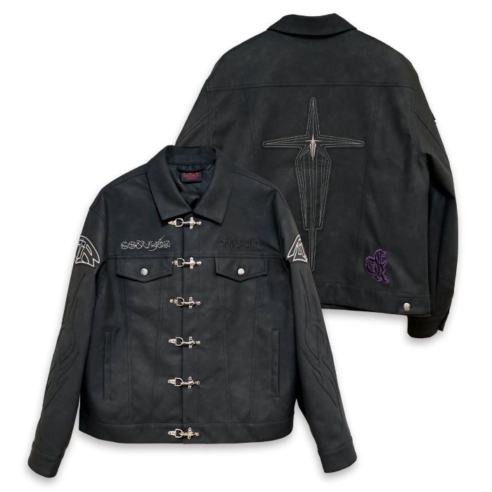 T.C.R BY TOUCHER T.C.R WASHED FAUX LEATHER FLAME TRACKER JACKET