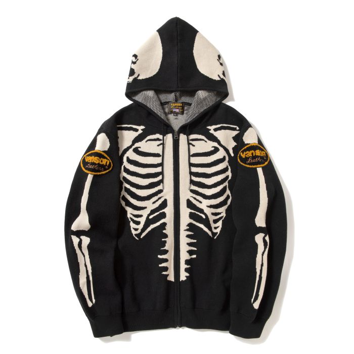 VANSON BONE JACQUARD KNIT HOODIE