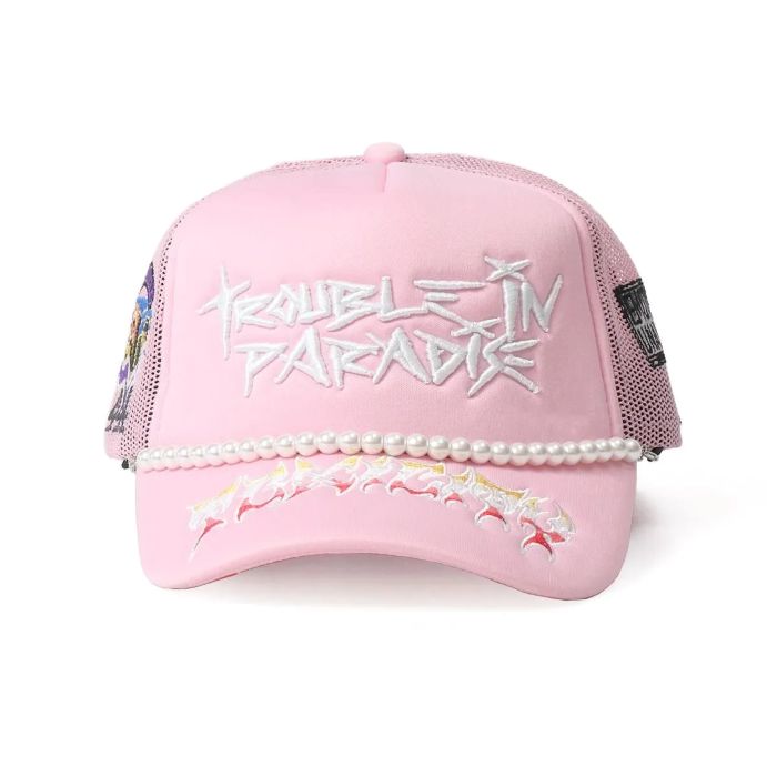 TOXICITY×DISMISSED メッシュキャップ ピンク サイドパッチ TOXICITY TRUCKER HAT